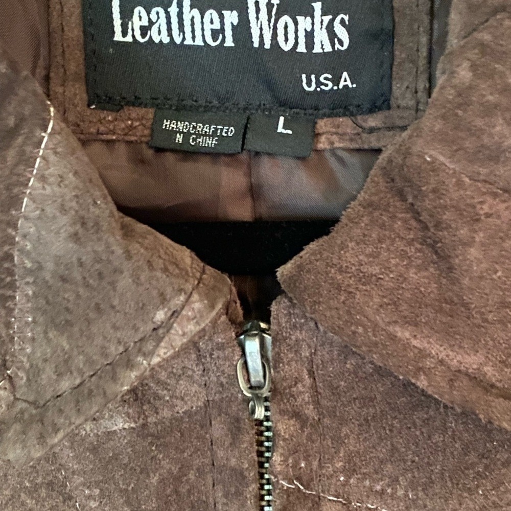 Leather Works Patchwork Suede Bomber Jacket Women… - image 6